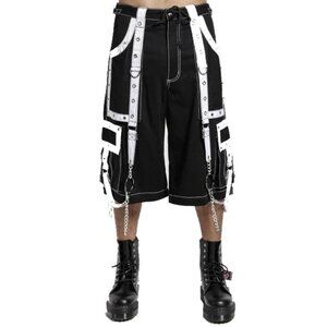 Gothic Mens Handmade Bondage Gothic Cyber Short Chain Techno Rock Punk Shorts
